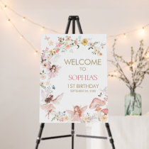 Floral Fairy First Birthday Party Welcome Sign