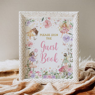 Floral Fairy Garden Birthday Guest Book Sign