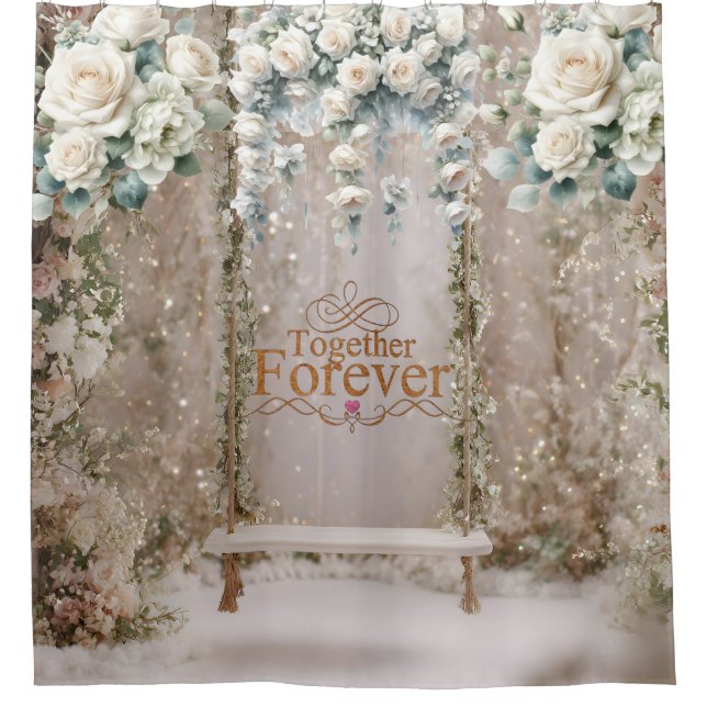 Floral Fairy Lights Wedding Backdrop Shower  Curtain (Front)