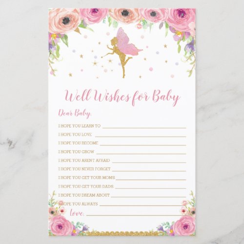Floral Fairy Well Wishes for Baby Activity