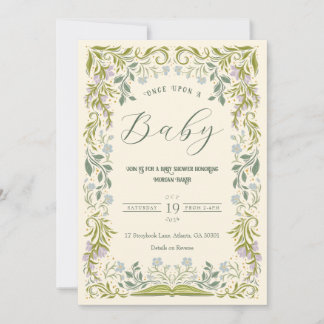 Floral Fairytale Book Baby Shower Invitation