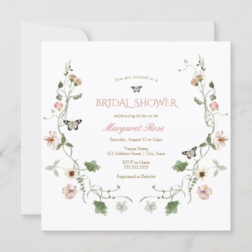 Floral Fairytale Garden Bridal Shower Invitation