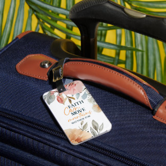 Floral Faith Can Move Mountains Luggage Tag