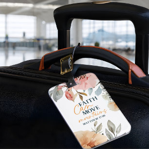 Floral Faith Can Move Mountains Luggage Tag