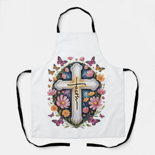 Floral Faith Cross Apron