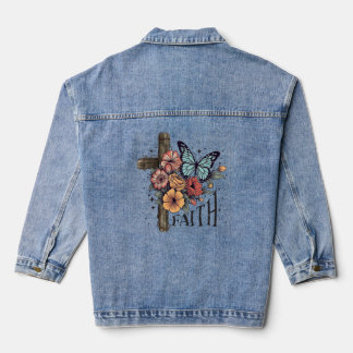 Floral Faith Cross Denim Jacket