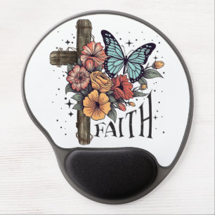 Floral Faith Cross Gel Mouse Pad