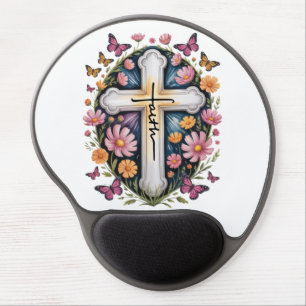 Floral Faith Cross Gel Mouse Pad