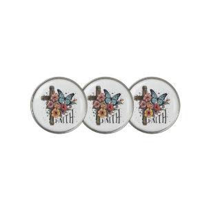 Floral Faith Cross Golf Ball Marker