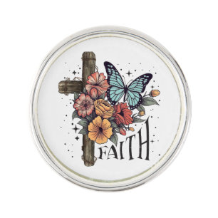 Floral Faith Cross Lapel Pin