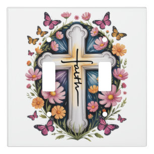 Floral Faith Cross Light Switch Cover