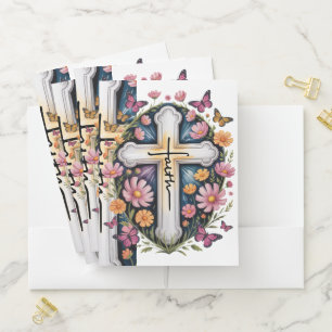 Floral Faith Cross Pocket Folder