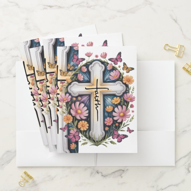 Floral Faith Cross  Pocket Folder (In Situ)