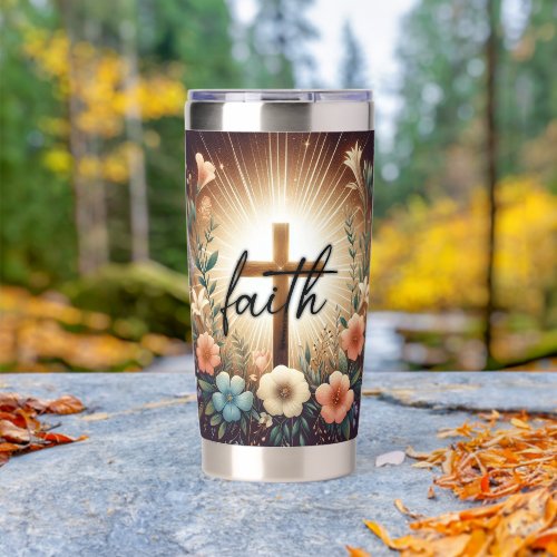Floral Faith Cross Tumbler