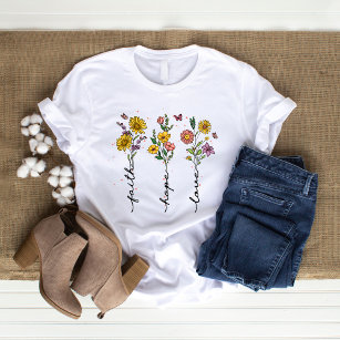Floral faith, hope, love   Christian T-shirt