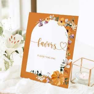 Floral fall arch pumpkin Favor please take one Pedestal Sign