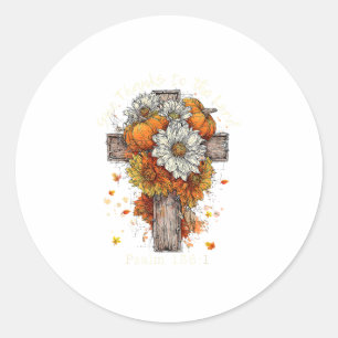 Floral Fall Autumn Pumpkin Christian Give Thanks T Classic Round Sticker