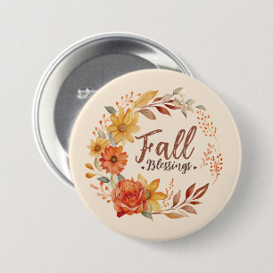 Floral Fall Blessings Button