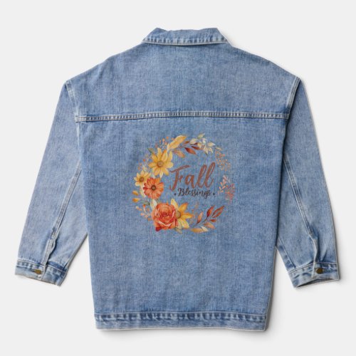 Floral Fall Blessings  Denim Jacket