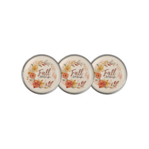 Floral Fall Blessings Golf Ball Marker