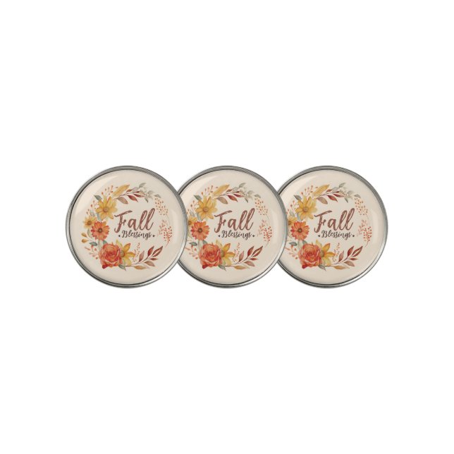 Floral Fall Blessings Golf Ball Marker (3 Up)