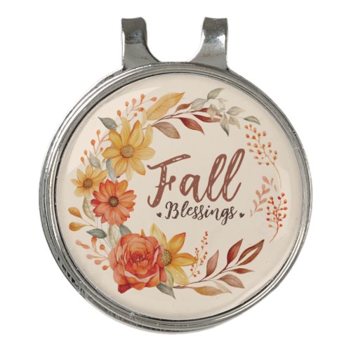 Floral Fall Blessings Golf Hat Clip
