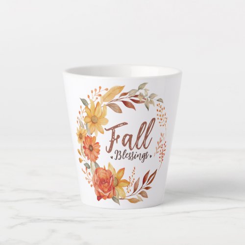 Floral Fall Blessings Latte Mug