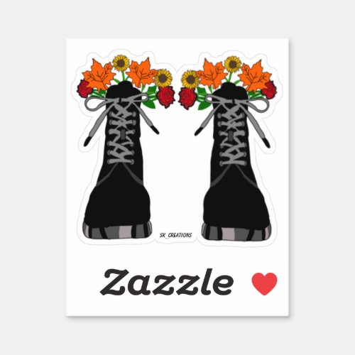 Floral Fall Boots Sticker