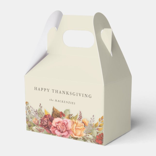Floral Fall Border Thanksgiving Favor Boxes (Front Side)