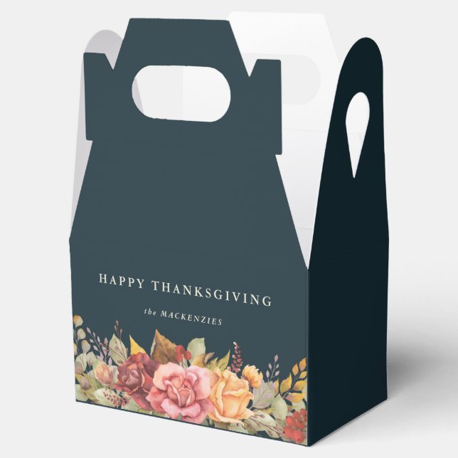 Floral Fall Border Thanksgiving Favor Boxes (Opened)