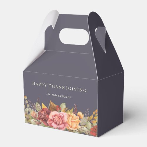 Floral Fall Border Thanksgiving Favor Boxes