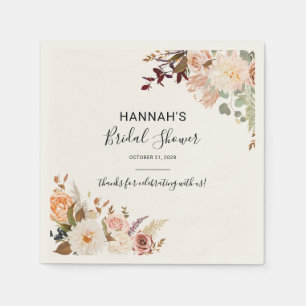 Floral Fall Botanical Bridal Shower Paper Napkins