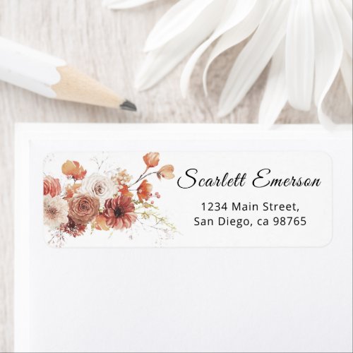 Floral Fall Bridal Shower Return Address Label