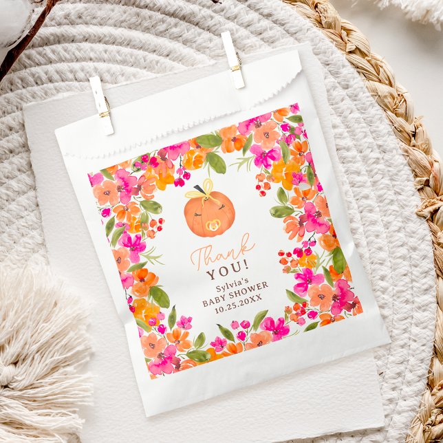 Floral Fall cute little pumpkin baby shower Favor Bag (Floral Fall cute little pumpkin baby shower Favor Bag)