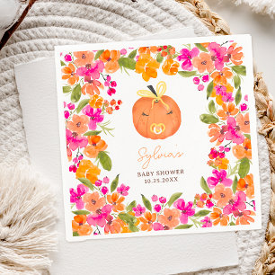Floral Fall cute little pumpkin baby shower Napkins
