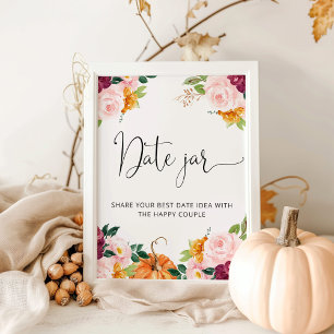 Floral fall date night ideas. Date jar bridal game Poster