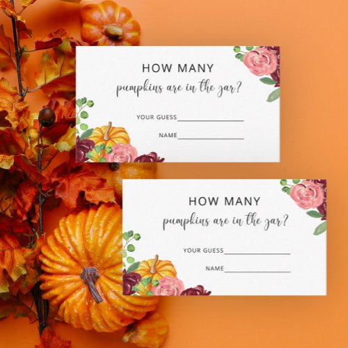 Floral fall guess how many pumpkins enclosure card