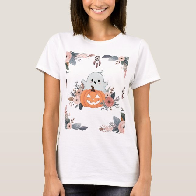 Floral Fall Halloween T-Shirt (Front)