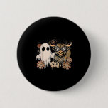Floral Fall Highland Cow Ghost Boho Pumpkin Hallow Button