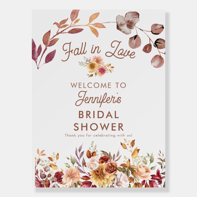 Floral Fall in Love Bridal Shower Welcome Sign  (Front)