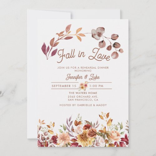 Floral Fall in Love Rehearsal Dinner Invitation