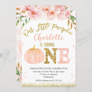 Floral Fall Little Pumpkin Birthday Invitation