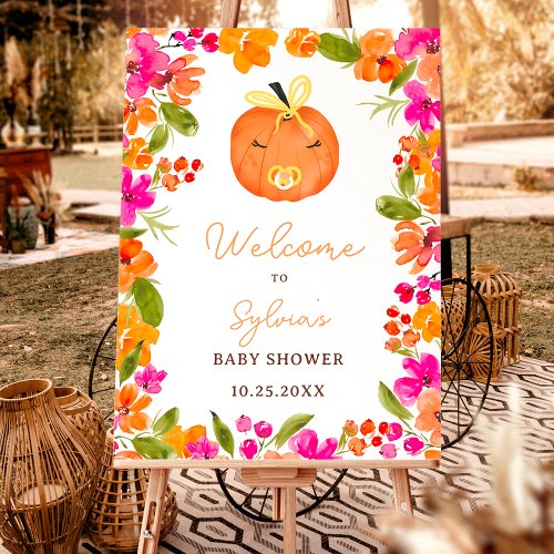 Floral Fall little pumpkin welcome baby shower Foam Board