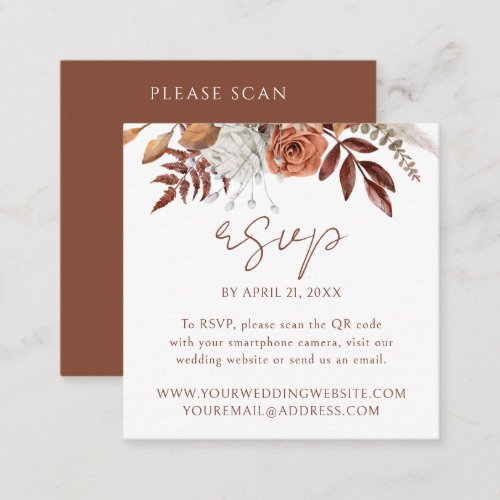 Floral Fall Modern Wedding Website QR Code RSVP Enclosure Card