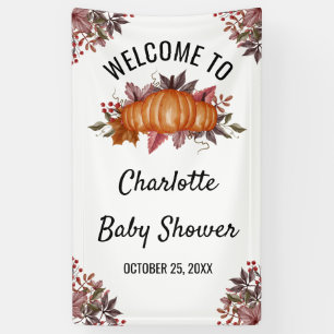 Floral & Fall Pumpkin Baby Shower Welcome Banner