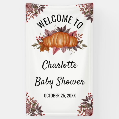 Floral  Fall Pumpkin Baby Shower Welcome  Banner