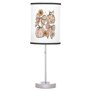 Floral Fall Pumpkin Coquette Boho Fall Bow Table Lamp