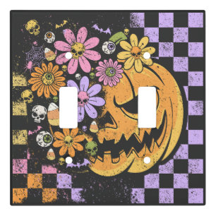 Floral Fall Pumpkin Halloween Light Switch Cover