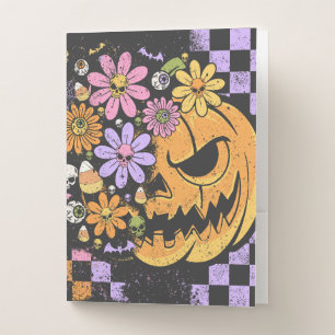 Floral Fall Pumpkin Halloween Pocket Folder