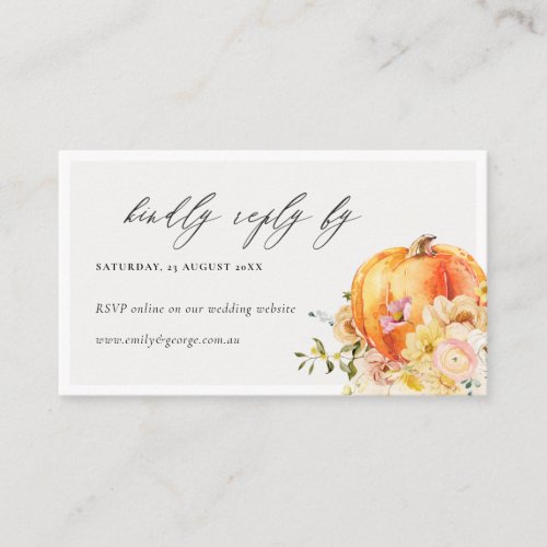 Floral Fall Pumpkin Online Wedding Website RSVP Enclosure Card